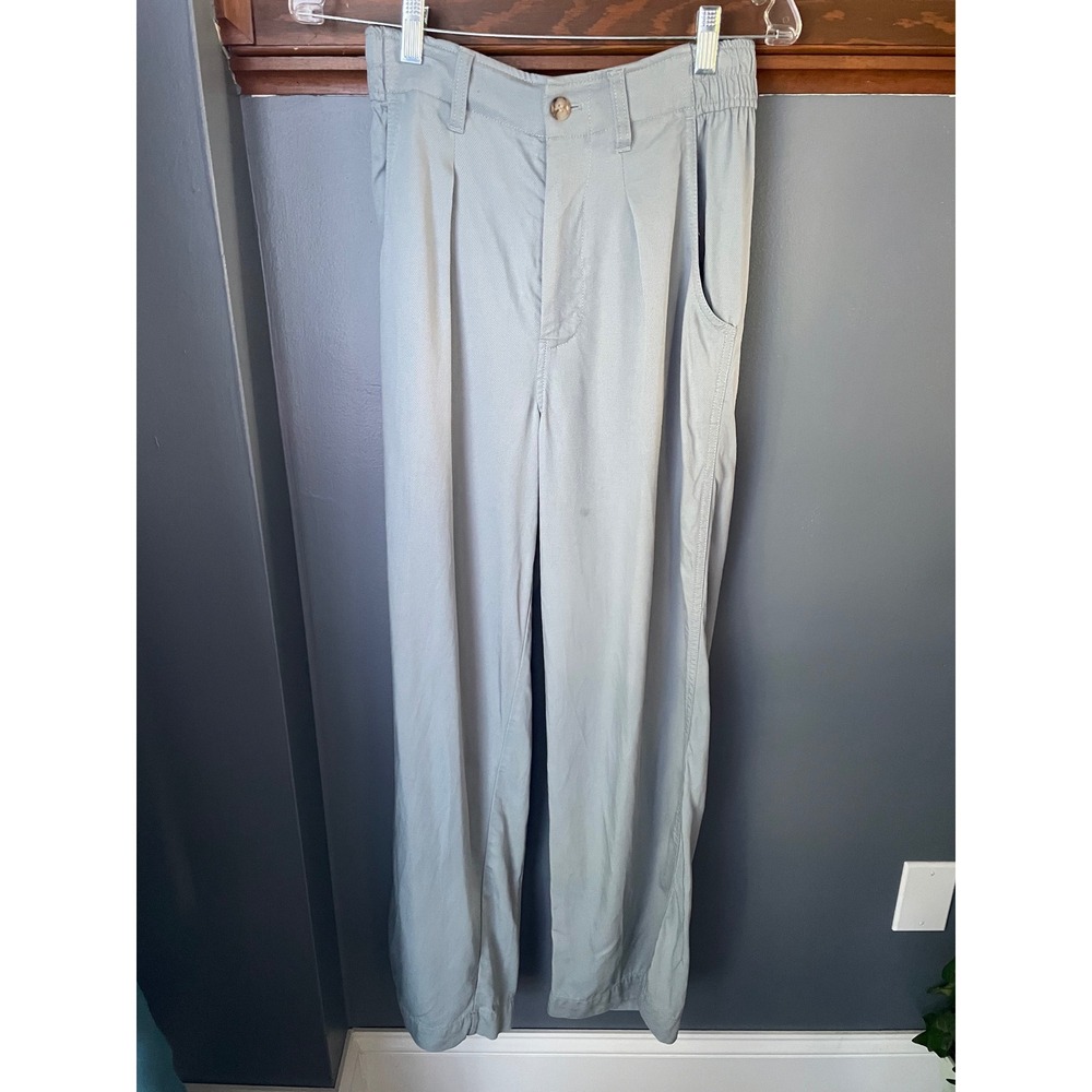 Madewell Pleated Wide Leg Trousers Blue Grey Elastic Waist Size 4 CKP470663489
